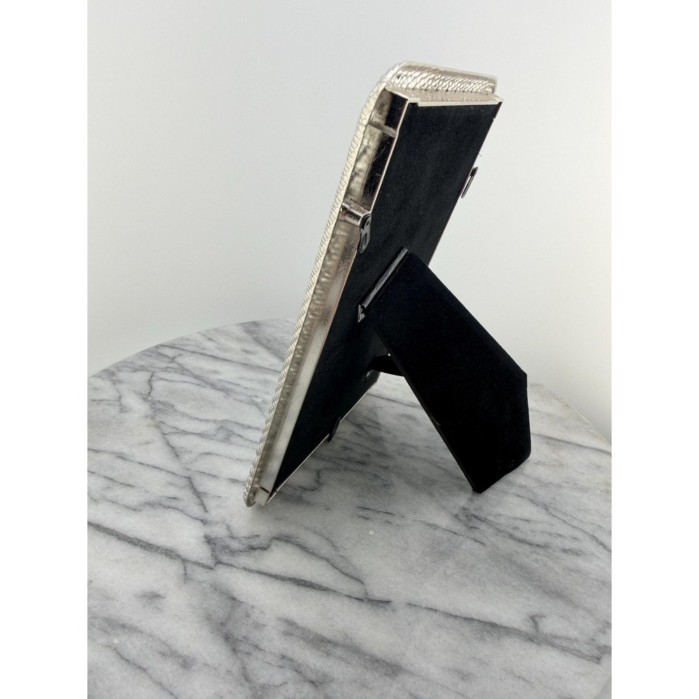 Vintage Silver Tone Rope Picture Frame Equestrian Nautical Preppy Home Office - Picture 9 of 12